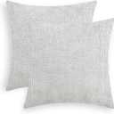 CaliTime Throw Pillow Covers Pack of 2 Soft Solid Dyed Cross Chenille Cushion Cases for Couch Sofa Home Decoration 18 X 18 Inches Light Grey
