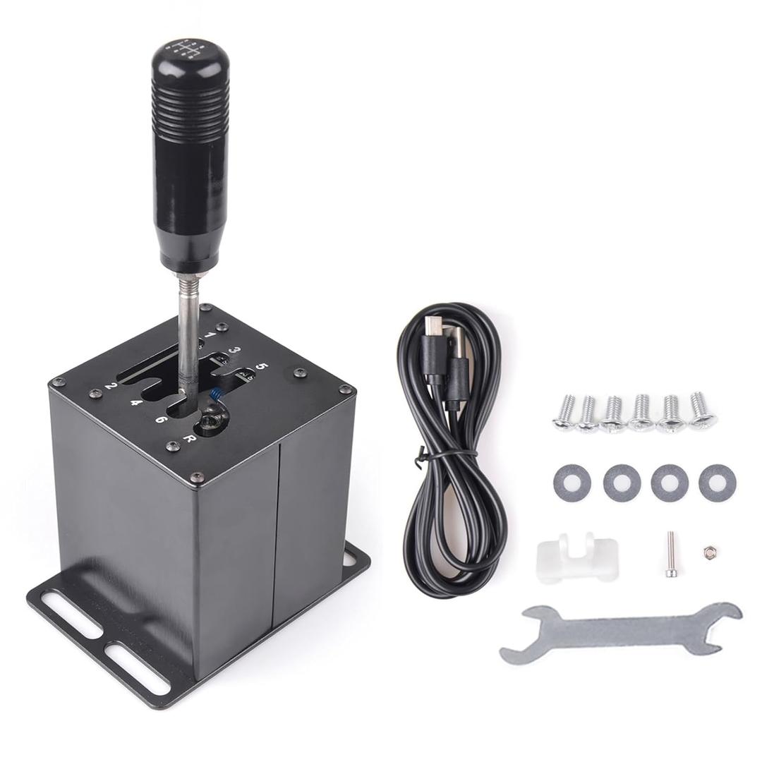 CNRAQR PC USB Simulator Shifter 6+R H Gear Shifter for LO GITECH G29/G27/G25/G920, T300RS/GT, Compatible with Gearshift PC Windows Steering Wheel for ATS ETS Dust WRC Sim Racing Game