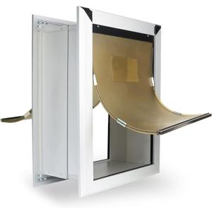 Extra Large Dog Door for Walls Heavy Duty Aluminum Doggy Door with Telescoping Tunnel Energy Efficient Double Flaps Pet Door for Large and Extra Large Doggies Up to 220 lbs, Weatherproof