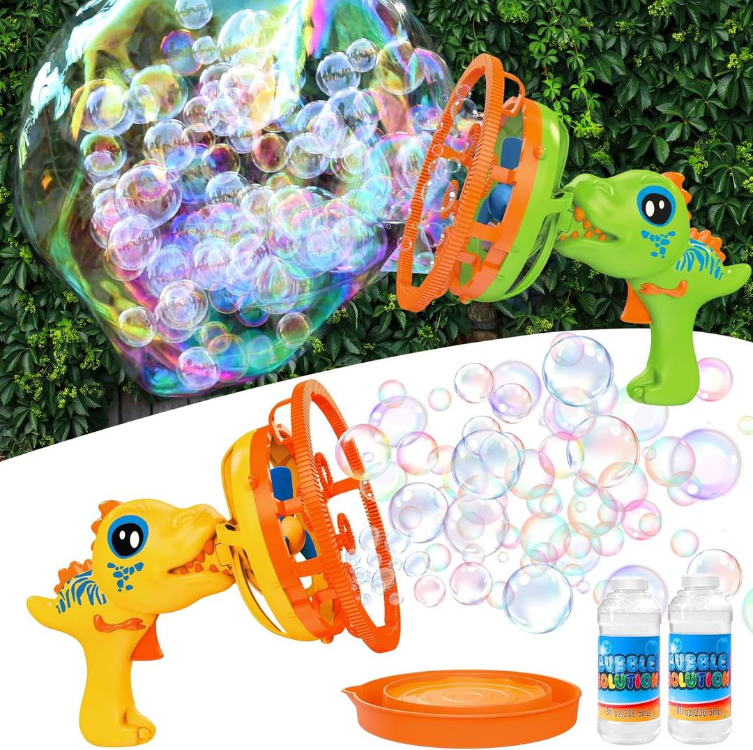 Bubble Gun Bubble Machine for Toddlers,Dinosaur Bubble Blower Toy for Kids,Summer Party Favors Outdoor Toys,Birthday for 3 4 5 6 7 8 9 10 Years Old Boys Girls (2 Bubble Gun)