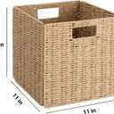 11 inch Cube Storage Bins, Wicker Storage Baskets for Organizing Foldable, 11x11x11inch Square Handwoven Cubby Organizer Bins, Large Collapsible Basket for Shelf Bedroom Living Room, 4 Pack