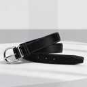 Leather Belt for Women with Silver Buckle Casual Waist Belt for Jeans pants Dress (Small, Black)