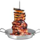 BBQ Vertical Skewer-Al Pastor Skewer Vertical Rotisserie Vertical Spit Stand for Tacos Al Pastor, Shawarma, Gyros- BBQ Grilling Accessory with 3 Removable Spikes (8, 10" and 12)