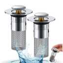 Soriva Sink Plug, Pop-up Sink Drain Filter, Universal Shower Drain Hair Catcher for Most Sinks (2)