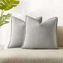 JUSPURBET 24x24 Throw Pillow Covers Set of 2 Decorative Pillow Covers for Couch Sofa Bed Cozy Boucle Textured Cushion Covers Cases with Invisible Zipper for Living Room Home Decor,Silver Grey