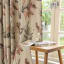 Vintage Floral Blackout Curtains for Bedroom 96 inches Long Patterned Ink Painting Stylized Leaf Window Drapes for Living Room 2 Panels