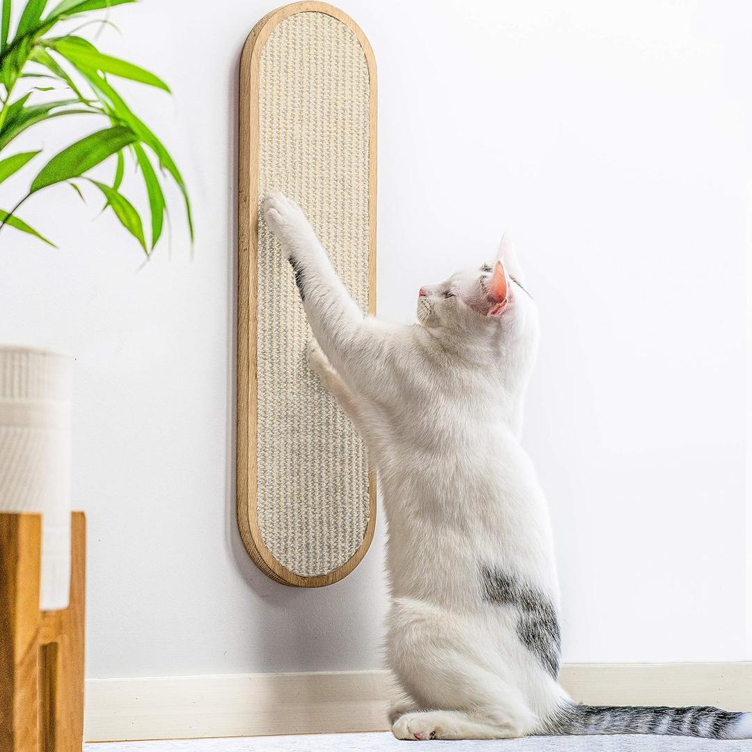 7 Ruby Road Wall Mounted Cat Scratcher with Multidirectional Sisal - Indoor Cat Wall Scratcher Post for Furniture Protection (Cream)