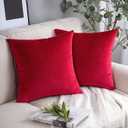 2 PHANTOSCOPE Throw Pillow Covers Red Soft Velvet Christmas 17.5” Square