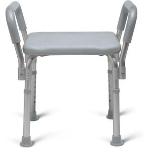 Medline Backless Shower Chair with Arms - 350 lb. capacity, Bench, Stool, Seat for Elderly, Seniors Independent Adult and Disabled Adults (Gray)