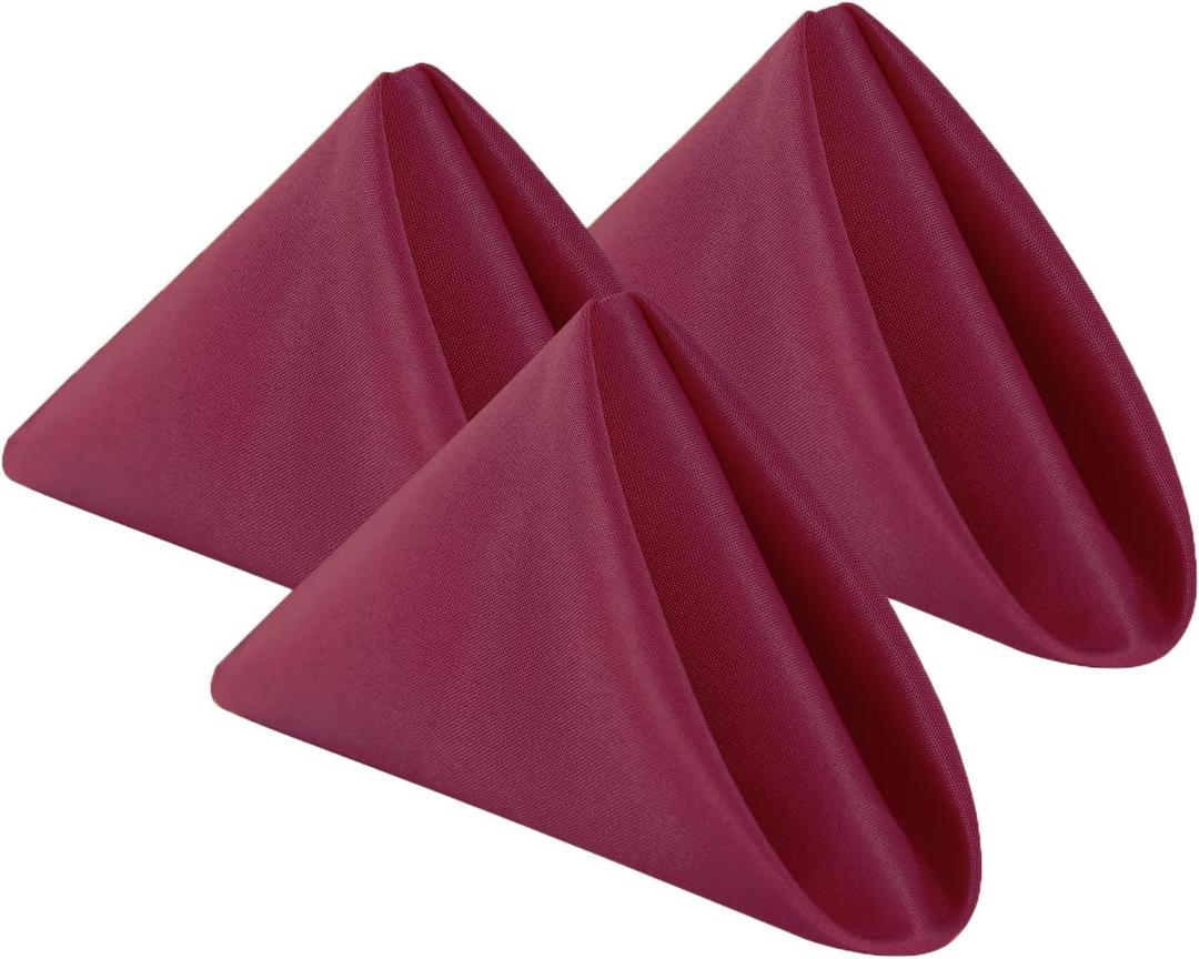 Bailarina Cloth Napkins Set of 40,17x17 inches Dinner Napkins Cloth Washable,Polyester Square Table Cloth Napkin Bulk with Hemmed Edges Ideal for Banquets, Parties and Weddings-Burgundy