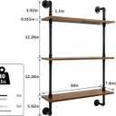 3-Tier Industrial Pipe Floating Shelf Rustic 30 inch Wood Wall-Mounted Storage Shelf for Kitchen Office,Bathroom & Home Decor -Walnut