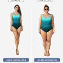 Aleumdr Womens Color Block Print One Piece Swimsuits Athletic Training Swimwear Bathing Suits (Blue, M)