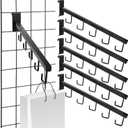 WRINGKIT 6 Pack Gridwall Waterfall Faceout with 5 Hooks, 16.5 Inch Gridwall Waterfall Hangers, Square Straight Arm Hooks for Wire Grid Retail Clothing Display, Slat Wall Accessories