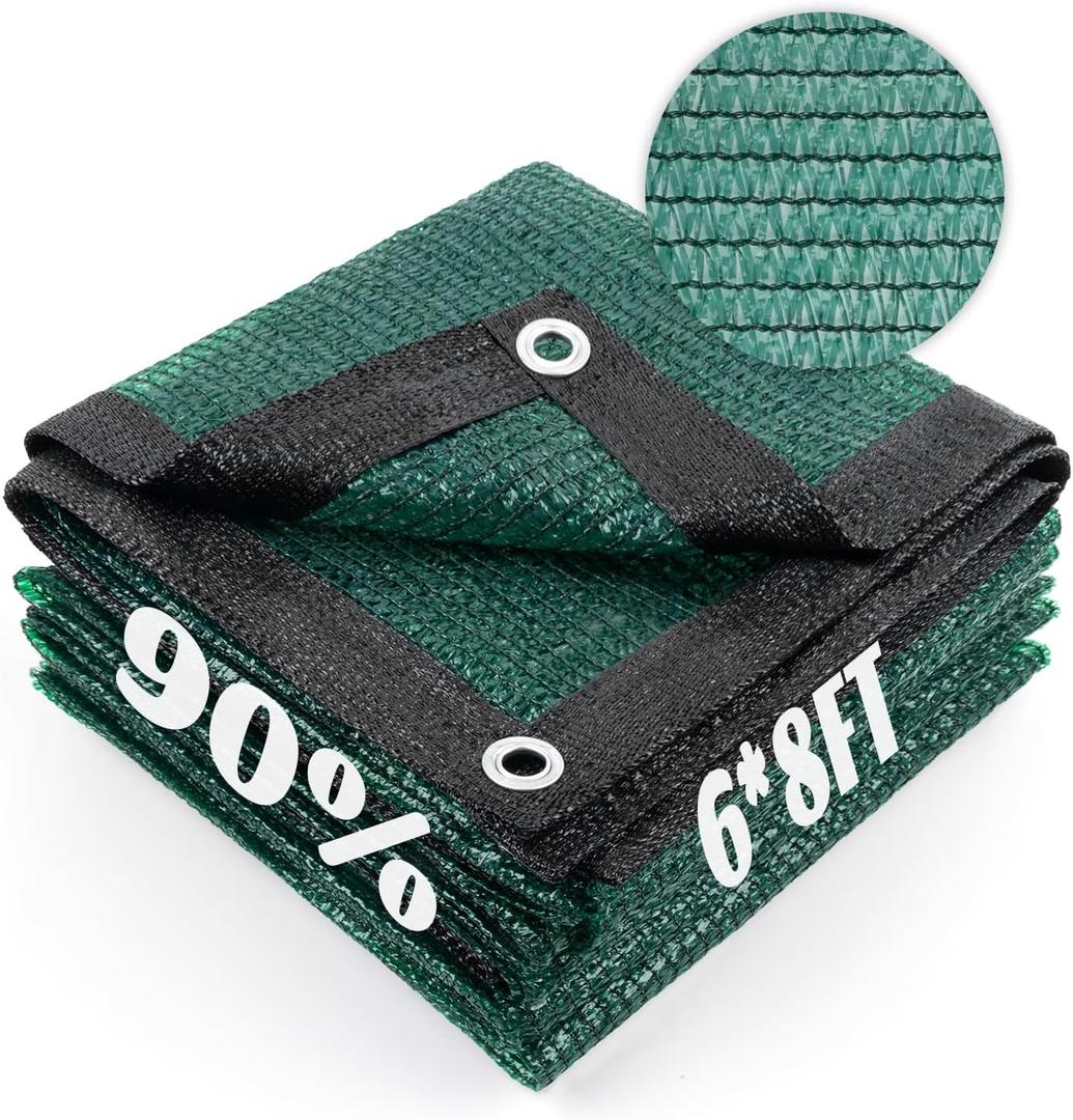 Cool Area 90% Sun Shade Cloth Mesh Tarp with Grommets for Plant Cover 6x8ft Patio Canopy Garden Pergola Greenhouse Car Barn Kennel Dark Green