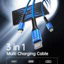 Multi Charging Cable 2Pack 6FT, 3 in 1 Charger Cable Braided Universal Phone Charging Cord with Lightning/Type C/Micro USB Ends, Multiple USB Cable for iPhone/Samsung/Google Cell Phones and More