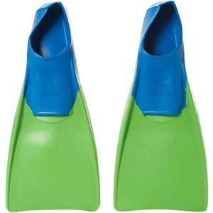 Sporti Adult-Kids Swim Fins for Pool Lap Swimming - Long Floating Fins for Swimming & Snorkeling - Swim Flippers for Training (M 5-6 / W 6-7, Lime-Green-Blue)