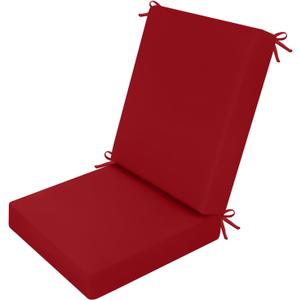 idee-home Outdoor Dining Chair Cushion, Patio Seat Cushion High Back Waterproof Seat Pads with Removable Cover, Indoor Chair Pads Deep, Red