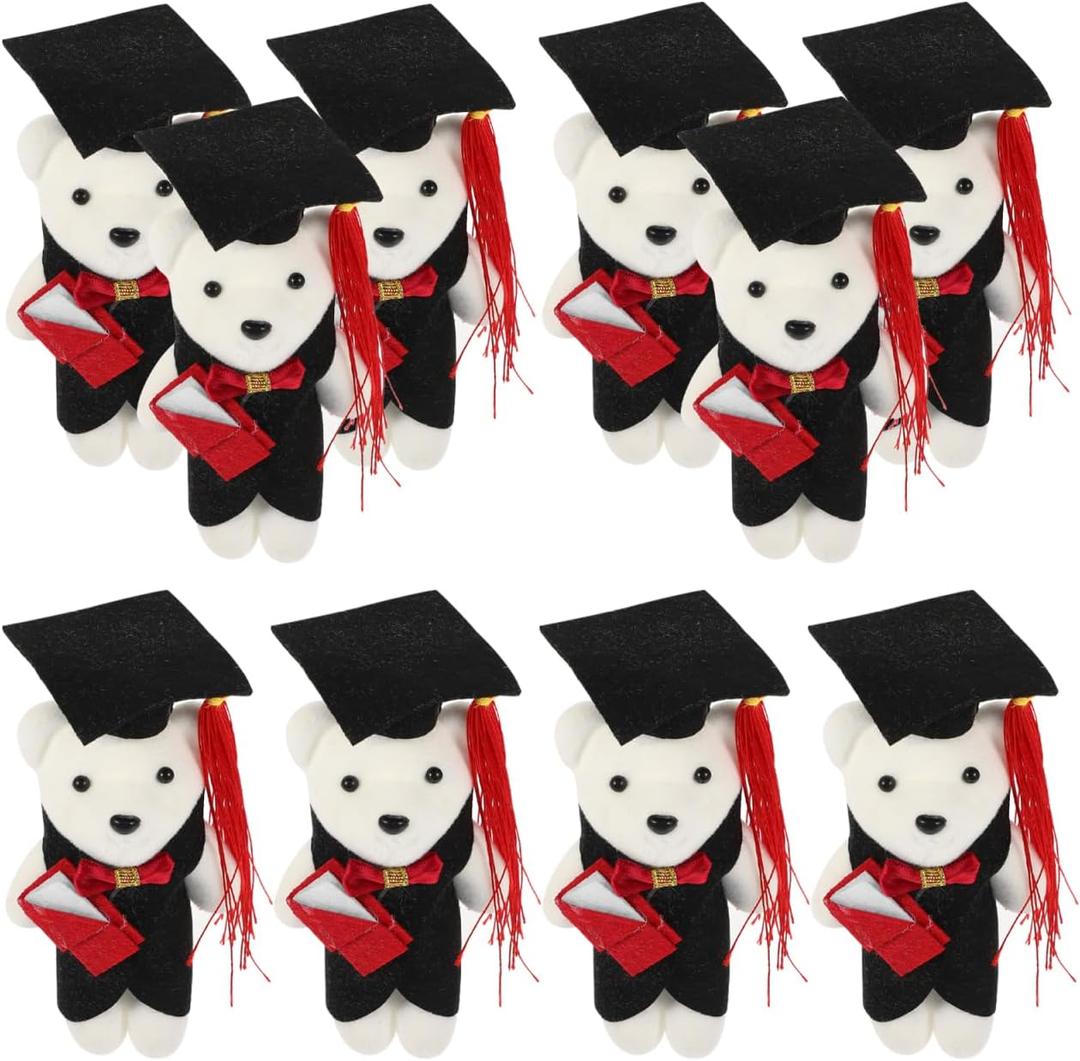 Alipis Graduation Bear Accessories, Cartoon Plush Graduation Bear Doll, Plush Bouquet Decorative Accessories for 2025 College and High School Grad Party, 10PCS