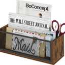 YINMIT Mail Organizer Countertop, Mail Holder with 2 Slots, Mail Holder for Desk, Desk Mail Organizer, Mail Basket for Wall Table Countertop, Envelope Holder for Home Office (Rustic Brown)