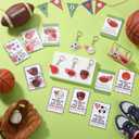 24 Sets Sport Valentines Gifts Bulk Basketball Soccer Baseball Volleyball Football Valentines Exchange Cards and Keychains (Mixed Ball)