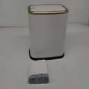 8L/2.1 Gallon Small Bathroom Trash Can with Lid, Swing-Top Rectangular Waste Bin, Stainless Steel Garbage Can for Home, Office, Toilet, Bedroom, Living-Room (White)