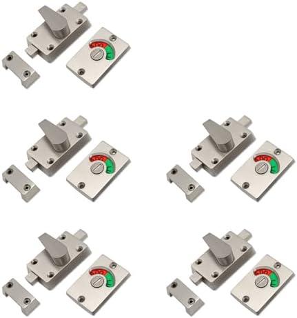 5Pcs Latch Indicating Lock, Vacant Occupied Bathroom Lock, Zinc Alloy Door Privacy Lock with Indicator, Door Bolt for Vacant/Engaged Bathroom WC Public Restroom Toilet Partition (Silver)