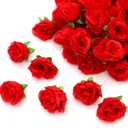 50pcs Artificial Roses Fake Roses 1.6" Flowers Bulk for Decoration, Red Mini Small Real Looking for Wedding Bouquets Bridal Shower Centerpieces Party Table Decoration