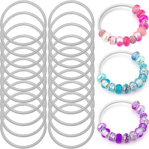 20 Pieces Snake Charm Bracelet, 4mm Expandable Charm Bangle Bracelets Silver Adjustable Friendship Snake Bracelet Chain DIY Charm Bracelet for Women Jewelry Making Christmas Birthday Gifts Supplies