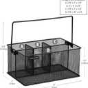 Mind Reader Multi-purpose Storage Caddy with Handle, Desktop Organizer, Cutlery Holder, 4 Compartments, Metal Mesh, Black