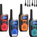 Wishouse Walkie Talkies for Adults Long Range-Rechargeable 4 Pack 2 Way Radios, Hiking Accessories Camping Gear Xmas Birthday Gift for Kids Family with Lamp,SOS Siren,NOAA Weather Alert,Easy to Use Red Green Blue Orange