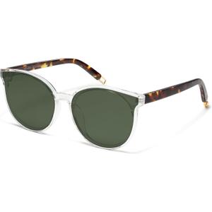 SOJOS Fashion Round Sunglasses for Women Men Oversized Vintage Shades SJ2057 (Clear/Green)
