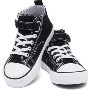 Toddler Canvas Shoes Girls High Top Sneakers Little Big Kids Boys Walking Cushioned Shoes Toddler 8-Big Kid 3 (Black)