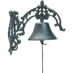 Sungmor Large & Loud Farmhouse Dinner Bell Outside Wall Mounted Electroless Doorbell, Front Door Shop Entrance Porch Antique Decorative Hanging Bell, Indoor Outdoor Pretty Wall Ornamental Hand Bell (Shape D - Arabesque)