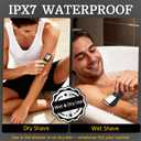 Bikini Trimmer for Men, 2 in 1 Electric Razors Shaver, IPX7 Waterproof Body Hair Trimmer with Mirror, LED Light & Display, Painless Pubic Hair Removal, Black