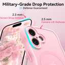 for iPhone 16 Case with MagSafe, Upgraded [Full Camera Protection] [Fit for MagSafe] [Mil-Grade Drop] Cute Wave Translucent Non-Slip Phone Case for iPhone 16 6.1",Pink