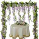 Lvydec Wisteria Artificial Flowers Garland, 4 Pcs Total 28.8ft Artificial Wisteria Vine Silk Hanging Flower for Home Garden Outdoor Ceremony Wedding Arch Floral Decor (Light Purple)