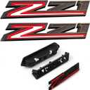 (Set of 3) 2019-2026 OEM 2pack Side Decals Emblems + Grille Z71 Badges Compatible with Silverado Genuine Parts 84632695 84384428 (Black Red)