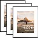 16x20 Metal Picture Frame Black, Aluminum Poster Frame with Removable Mat for 11x14 Photo, 16 x 20 Thin Hanging Frames, Simple and Elegant Decor for Wall Mounting, set of 3
