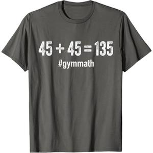 45 + 45 = 135 Funny Gym Math Fitness T-Shirt GREY, Small