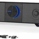 Jeecoo A40 PC Speakers Computer Sound Bar for Desktop Monitor Laptop, Stereo Sound with Vibrating Diaphragms, Touch-Control Flowing LED, Bluetooth & USB Input (Not 3.5mm Jack), Matte Black