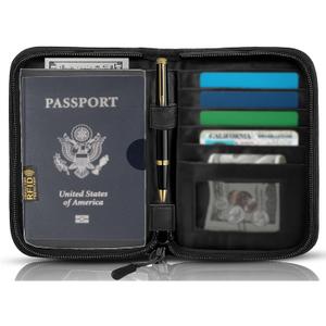 Passport Holder for Travel Essentials, RFID Blocking Protector Passport Wallets, Passport Document Organizer Case for Travel Must Have, Passport Book for Women, Couple, Family Cards, Tickets, ID, Cash (Black)