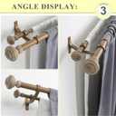 Wood Double Curtain Rod for Windows 36 to 72 Inches (3 to 6 ft), Adjustable Heavy Duty Double Drapery Rods, Farmhouse Collection Decorative Design with Porch Doorknob Finials,Weathered Oak
