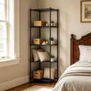 Wire Storage Standing Shelf Rack Tower, Corner Metal Shelving Unit with Adjustable Shelves, Space-Saving Organizer for Garage, Kitchen, Bathroom, 18 * 18 Inch