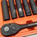LLNDEI 72 Piece 1/2 Inch Drive Socket Set, 6 & 12 Point Impact Sockets, Deep & Shallow Sockets, Cr-V Steel, Metric & SAE, Including Extension Bars, Ratchet Handle, Adapters, Universal Joint, Bits Set
