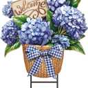 Amyhill Spring Outdoor Decor Hydrangea Metal Garden Stakes 25 Inch Decorative Hydrangea Yard Signs with Stakes Waterproof Floral Lawn Sign Welcome Outdoor Decorations for Patio Porch Lawn Backyard
