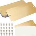 20 Pcs Name Plates Laser Engraved, Plaques Personalized Engraved, Solid Metal Plate, Name Plate for Desk, Personalized Plaque Blank, Custom Name Tag, Laser Engraving Blanks (2'' X 4'') (Gold)