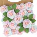 N&T NIETING Artificial Flowers, 25Pcs Fake Flowers Roses Perfect for DIY Wedding Bouquets Centerpieces Bridal Shower Party Home Flower Arrangement Decorations, Rainbow Color