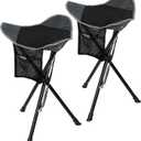 REDCAMP 2 Pack 22.4IN Tall Folding Tripod Stools for Adults, Lightweight Portable Camping Stools for Fishing Hunting Backpacking Traveling, Black