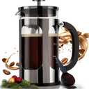 BAYKA French Press Coffee Maker, Easy to use,Large 304 Stainless Steel Coffee Press, Cold Brew Heat Resistant Thickened Borosilicate Coffee Pot for Camping Travel Gifts, 34 Ounce, Dark Pewter