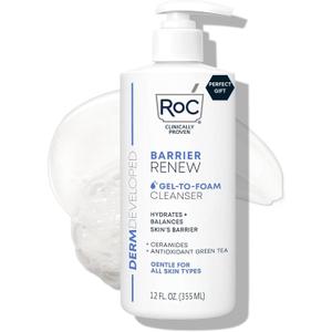 RoC Barrier Gel to Foam Non Drying Foaming Facial Cleanser to Hydrate Skin, facial cleanser for sensitive skin, 12 Ounces